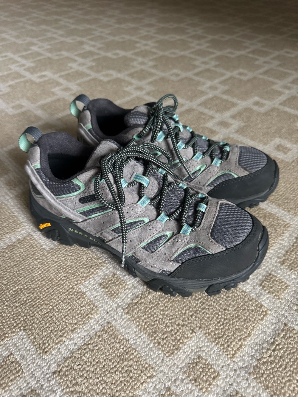 Merrell Moab 2 Waterproof Hiking Shoes Vibram Gray Mint Women’s Size 8.5 - Picture 7 of 12
